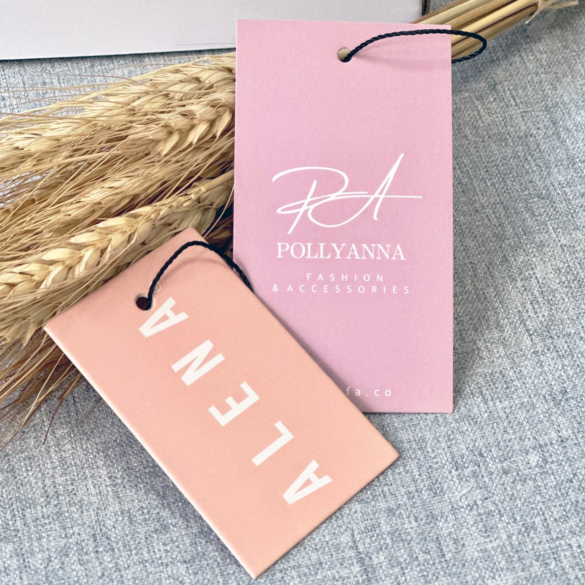 Custom Hangtag Pink Paper Tag Labels for Clothing Shoes Socks and Bags Made From Durable Cardboard