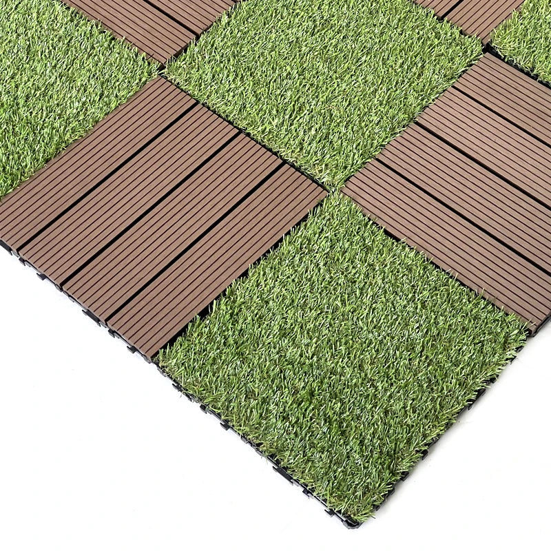 30cm Artificial Grass Decking Tiles Synthetic Grass Turf Tile Artificial Grass Tile