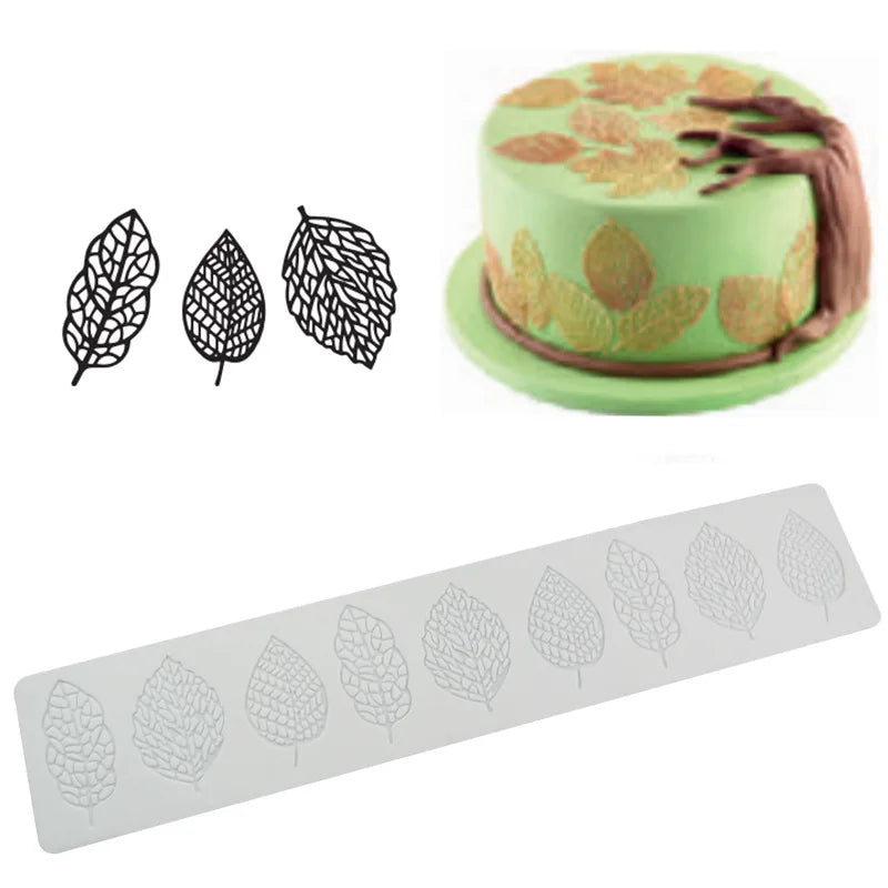 HY Leaf Embossing Lace Mat Silicone Cake Border Fondant Mold