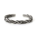 Vintage Women Men Sterling Silver Thai Handmade Vintage Open Bangle Twisted Cuff Bracelet