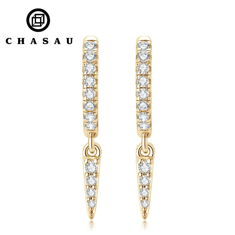 Passed Diamond test 1.5mm 0.06CT Moissanite 925 Sterling Silver Fashion Drop Hoop Earring for Women