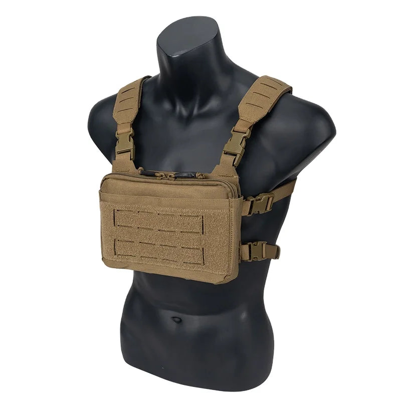 IDOGEAR KGR Tactical Mini Chest Rig Hunting Molle Vest Tactical Combat Chest Rig with Triple Mag Pouch