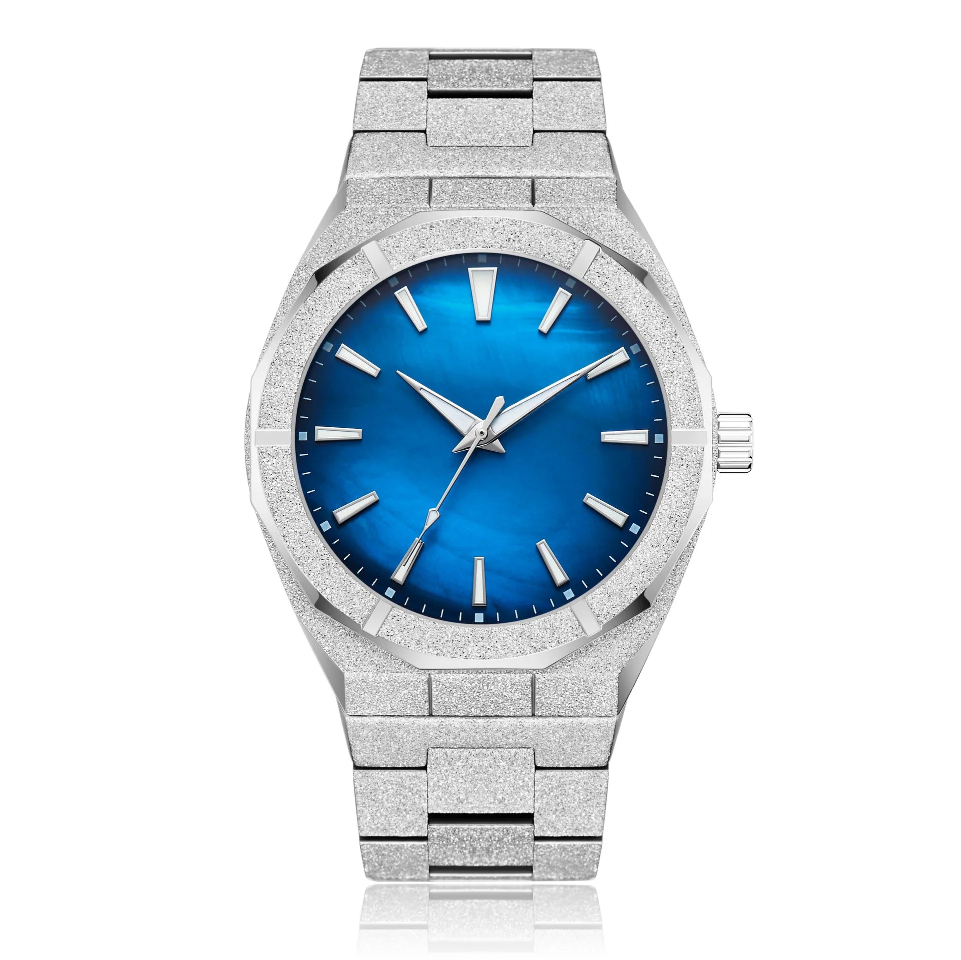 New Fashion Sport Waterproof Antique Teenagers Cool Men's Sky Blue Simple Stainless Steel 5BAR Business Luminous Quartz Mother