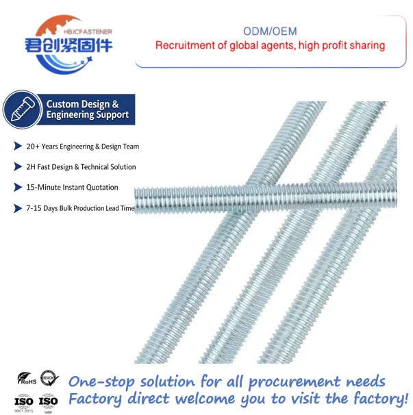Grade 8.8 Blue and White Zinc Full GI Galvanized Threaded Rod 1m M8M10 Fully Threaded Rod DIN975 Metric Rod