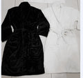 2025 OEM Personalized Design Women Shawl Collar White Custom Bathrobe for Women Black White Coral Fleece Bathrobe for Spa