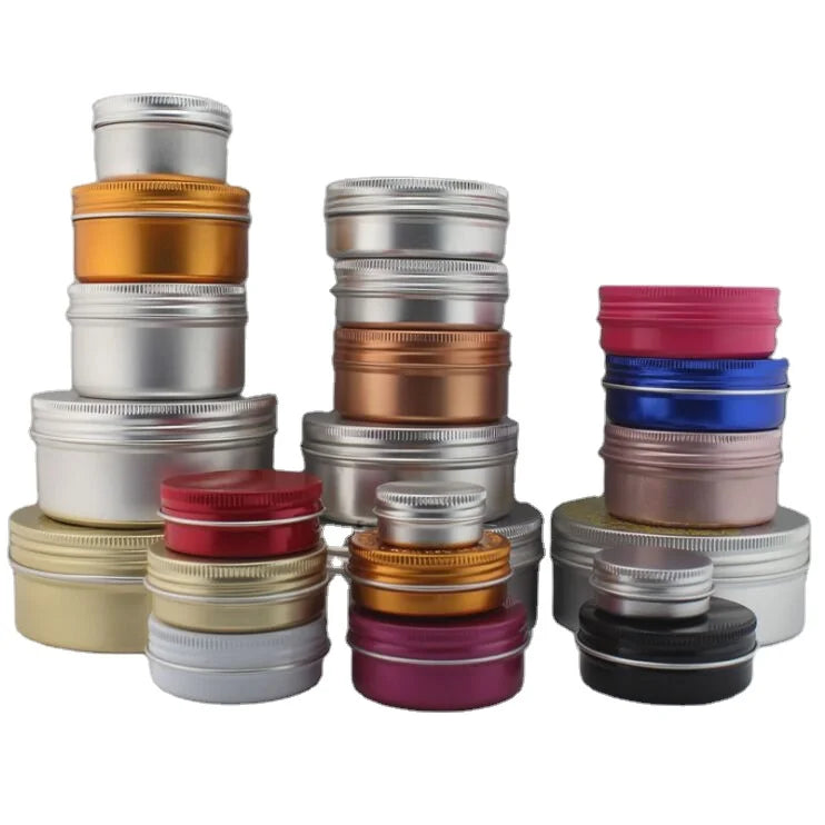 In Stock 100ml 50ml 200ml 30ml Aluminum Jar Tin Canister with Screw Lid 500ml Aluminium Container Packaging Can