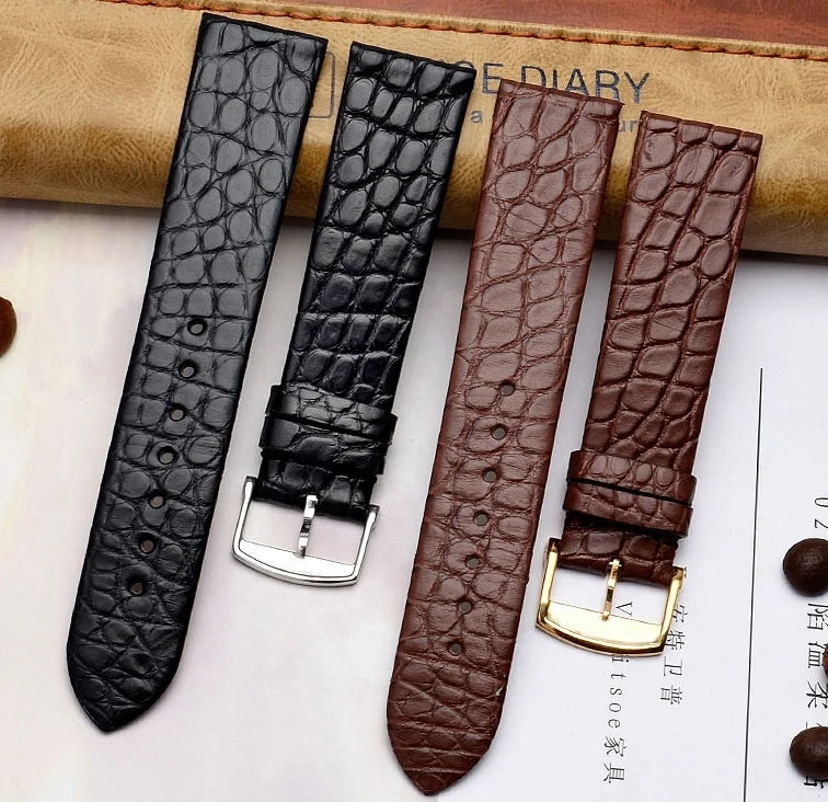 For any luxurious wristband genuine Crocodile skin watchband  thin leather strap men women 12 13 18 20 22mm Bracelet