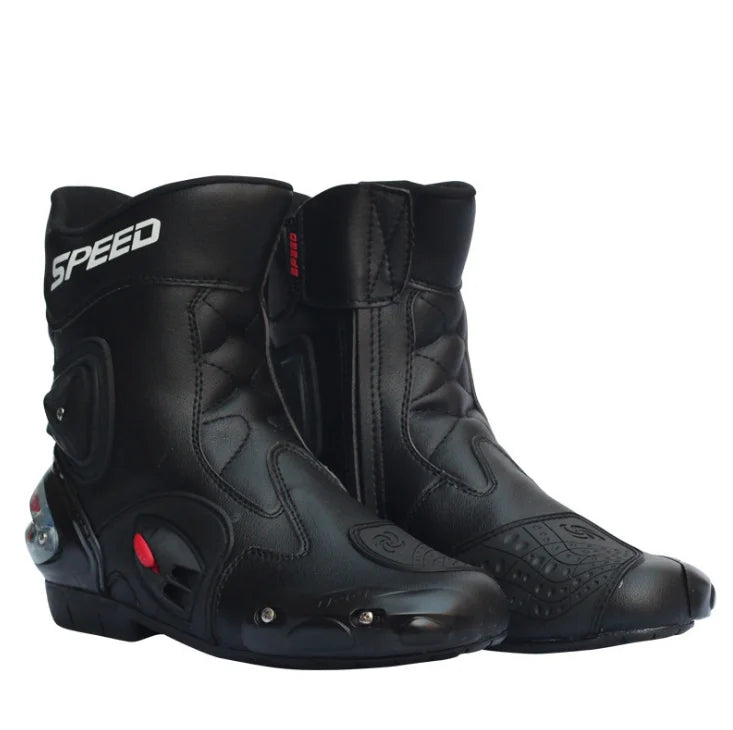 PRO-BIKER SPEED Ankle Joint Protective Gear Motorcycle Boots Moto Shoes Motorcycle Riding Racing Motocross Boots BLACK RED WHITE
