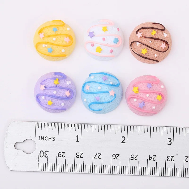 Yiwu Wintop Fashion Accessories Bulk Stock Hand Paint Craft Colored Half Round Star Ice Cream Resin Cabochons