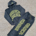 Custom Logo 500 Gsm Heavyweight Thick Fabric Cut and Sew Zipper Vintage Embroidery Patch Acid Wash Zip up Hoodie Sets
