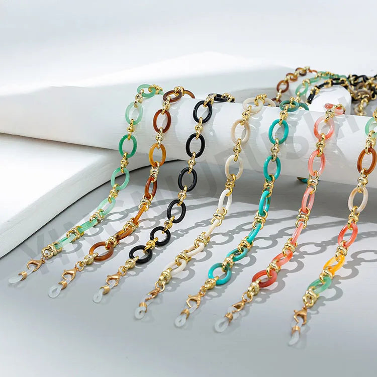 PC1098 Popular Rainbow Acrylic Glasses Chain Holders/Sunglasses Cords Eyewear Lanyard Eyewear Eyeglass Retainers Protection