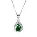 OAHLAN New Trend Teardrop Shape 925 Sterling Silver Necklace Pear Cut Cubic Zirconia Pendant Necklace for Women Fashion Jewelry