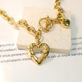 INS Style Heart Shaped OT Buckle Titanium Steel Pendant Waterproof Stainless Steel Plated 18k Gold Personality Necklace Jewelry