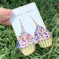 New Happy Birthday Series Stud Earrings Trendy Butterfly Design Religious Hand-Woven Sweet Creative Acrylic Cake Candle