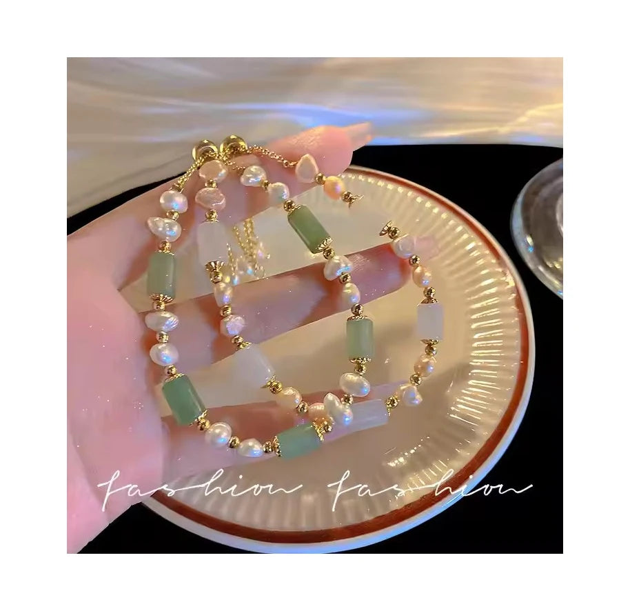 Fashion Sweet Irregular Freshwater Pearls Bracelet Adjustable Healing Crystal Beaded Bracelets for Women Jewelry
