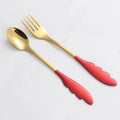 Metal Dessert Spoon Fork Set Box Angel Wing Stainless Steel Coffee Spoon