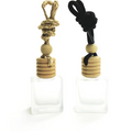 10ml Car Hanging Air Freshener Fragrance with Wooden Lid Diffuser Frosted Car Perfume Glass Bottle