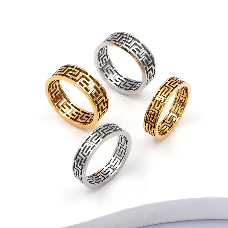 China Wholesale Multiple Kinds Jewelry Stainless Steel Ring Hollow Chunky Rings 18k Gold Fine Jewelry Rings for Men Women