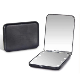 Travel Makeup Pocket Mirror Portable 1X/2X Magnification LED Compact Purse Mirror with Light Handheld Small Lighted for Gift