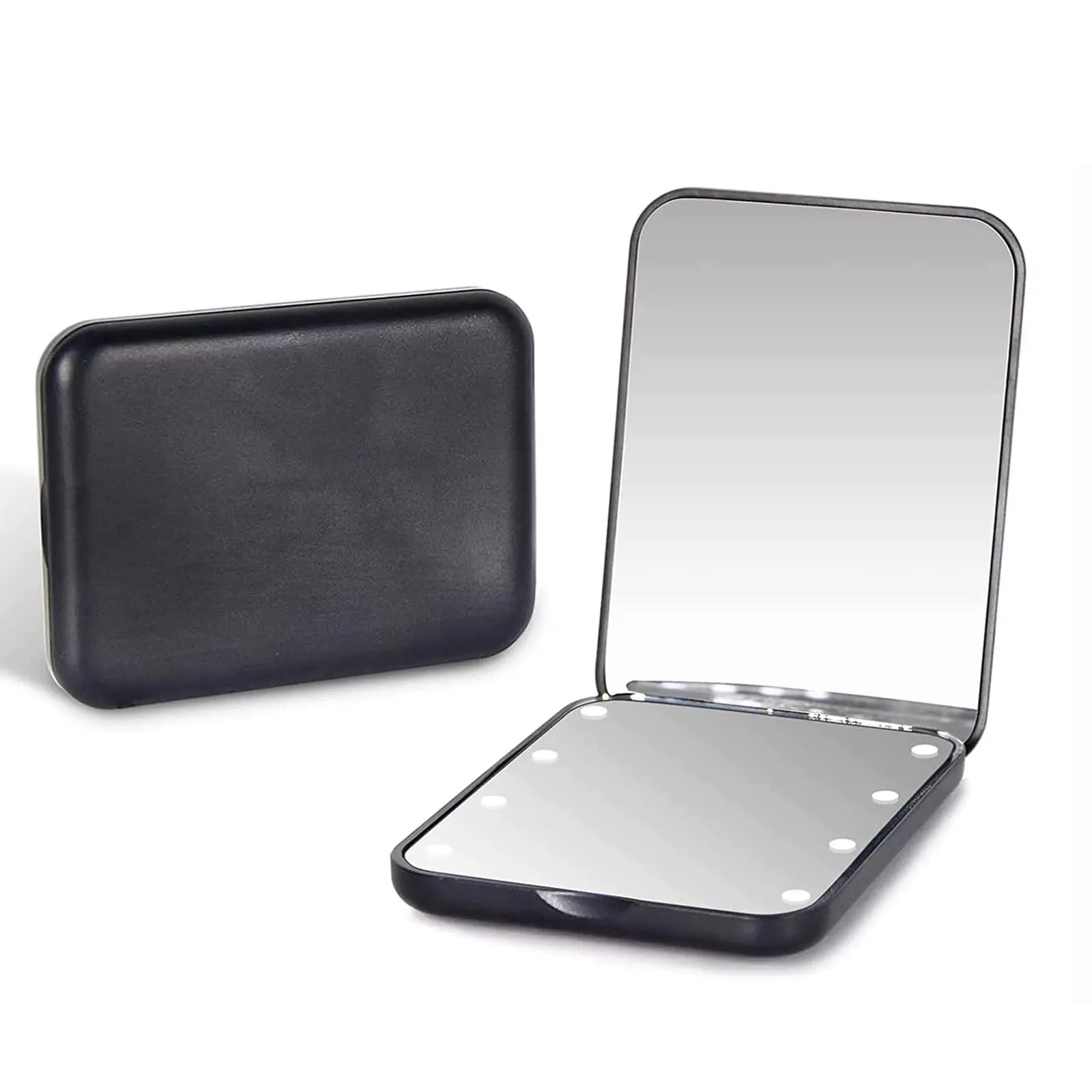 Travel Makeup Pocket Mirror Portable 1X/2X Magnification LED Compact Purse Mirror with Light Handheld Small Lighted for Gift