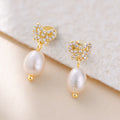 Fashion Elegant 925 Sterling Silver 14/18K Gold Plated Dainty Freshwater Pearl Bow Stud Earrings Jewelry for Women