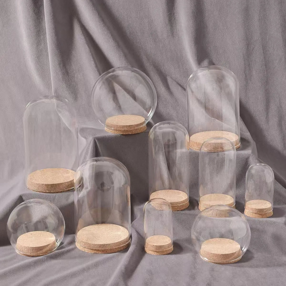 Hot Selling Wholesale Price Available Different Sizes Small Glass Dome with Cork Base