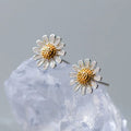 Hot Selling Stylish Elegant Design 925 Sterling Silver Daisy Flower Stud Earrings S925 Girl Women 10mm Size