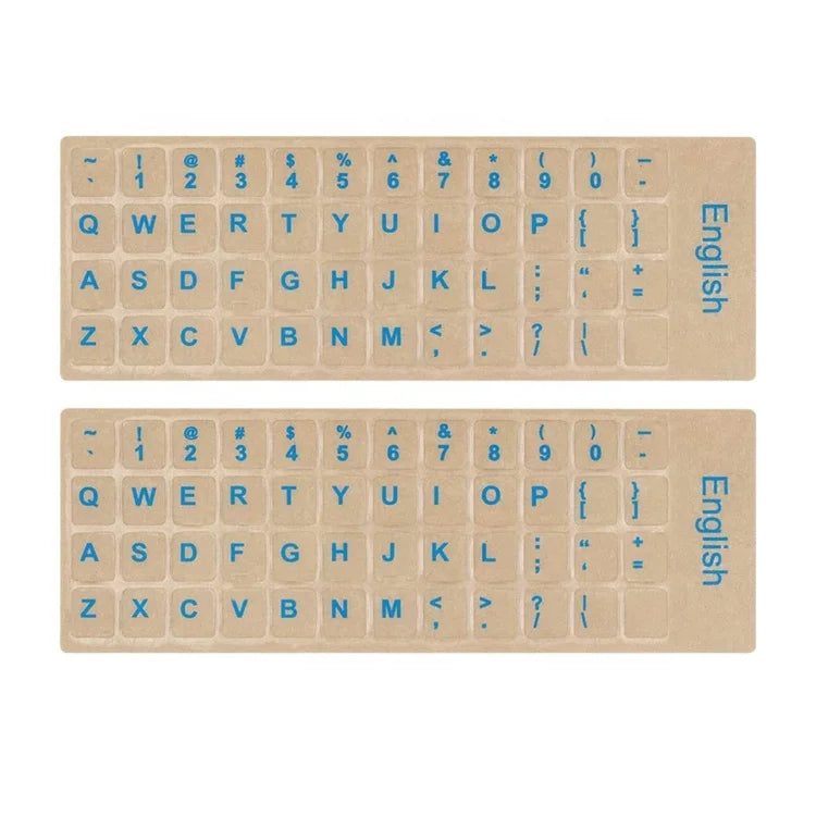 Transparent Background Blue Font Universal English Keyboard Stickers for PC Computer Mac Laptop Desktop Keyboard