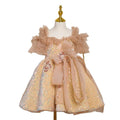 Golden High-end Trailing Girl Wedding Gown for Party Long Tail  Big Girl Dresses for 2-12 Years Old Banquet  Children Party Dres