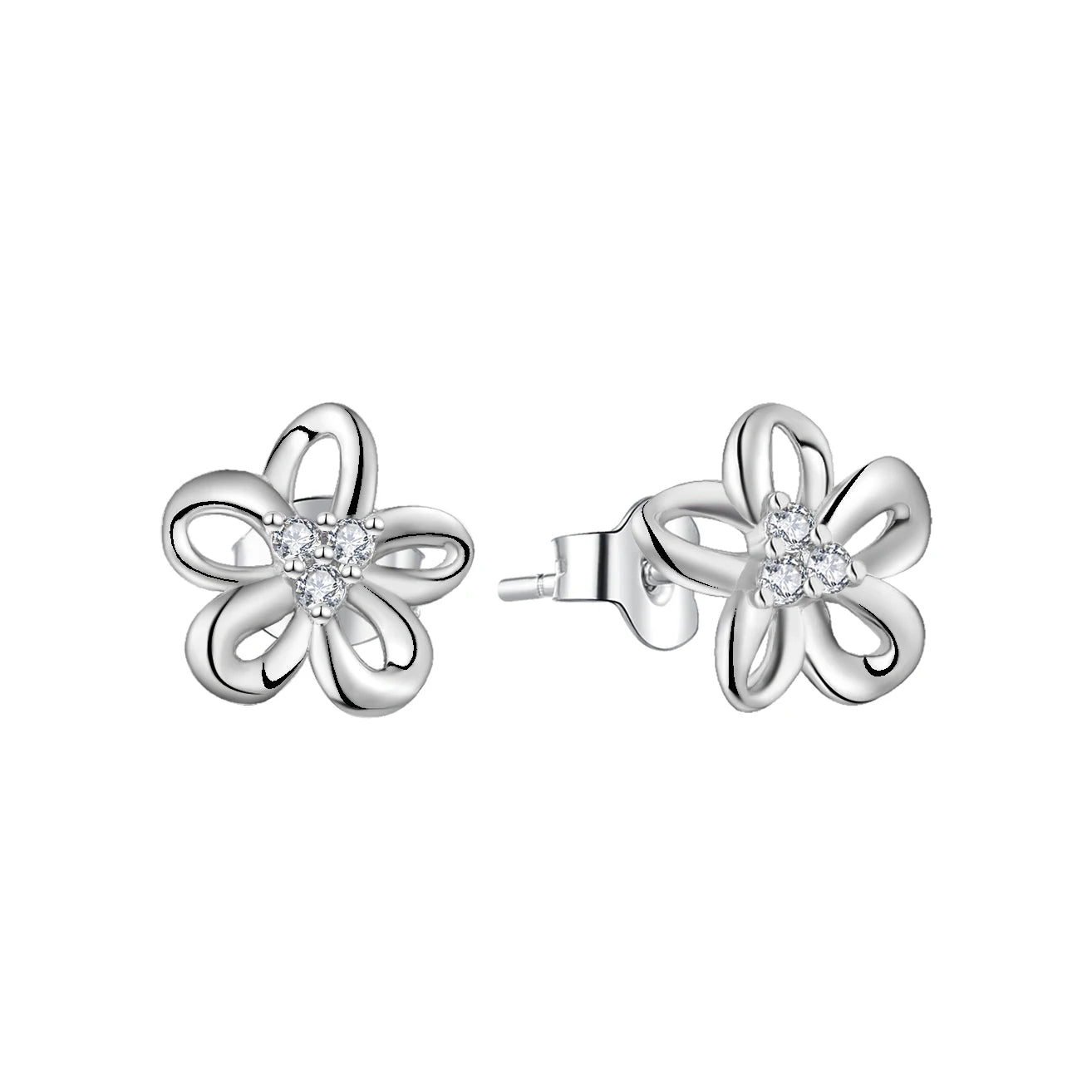 Hot Sale 925 Sterling Silver Claw Setting Zircon Hollow Flower Cartilage Earrings for Women Wholesale