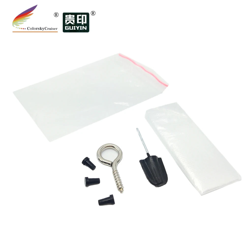 (ACC-42) DIY Small Accessory Kit Pack for Ink Cartridge Refilling 1 Glove 2 Drillers 3 Rubber Plugs
