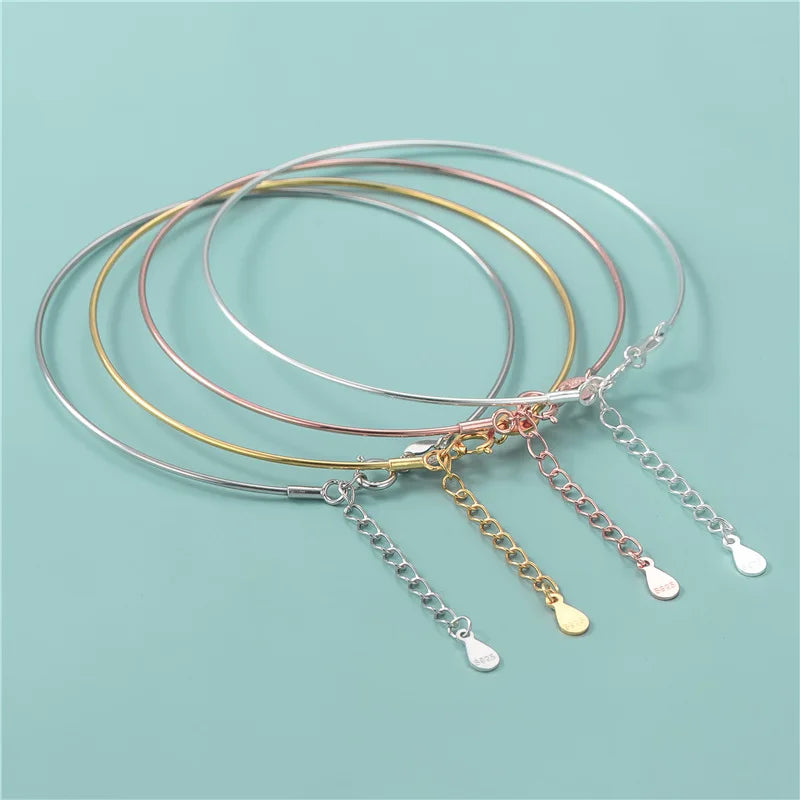 Semi Finished Bracelet 925 Sterling Silver Smooth Adjustable Bangle for Jewelry Making