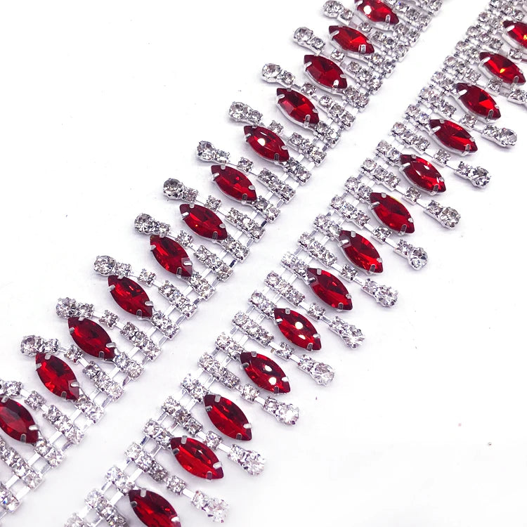2026 Customized Colorful Diamond Chain Roll Rhinestone Fringe Crystal Embellished Trimming