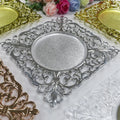 Wholesale Luxury Wedding Party Table Decor 30cm 12" Square Gold Silver Clear Reusable Plastic Charger Plates