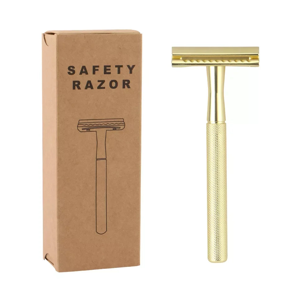 Gold Double Edge Safety Razor Hot Selling Brass Handle Razor Zero Waste