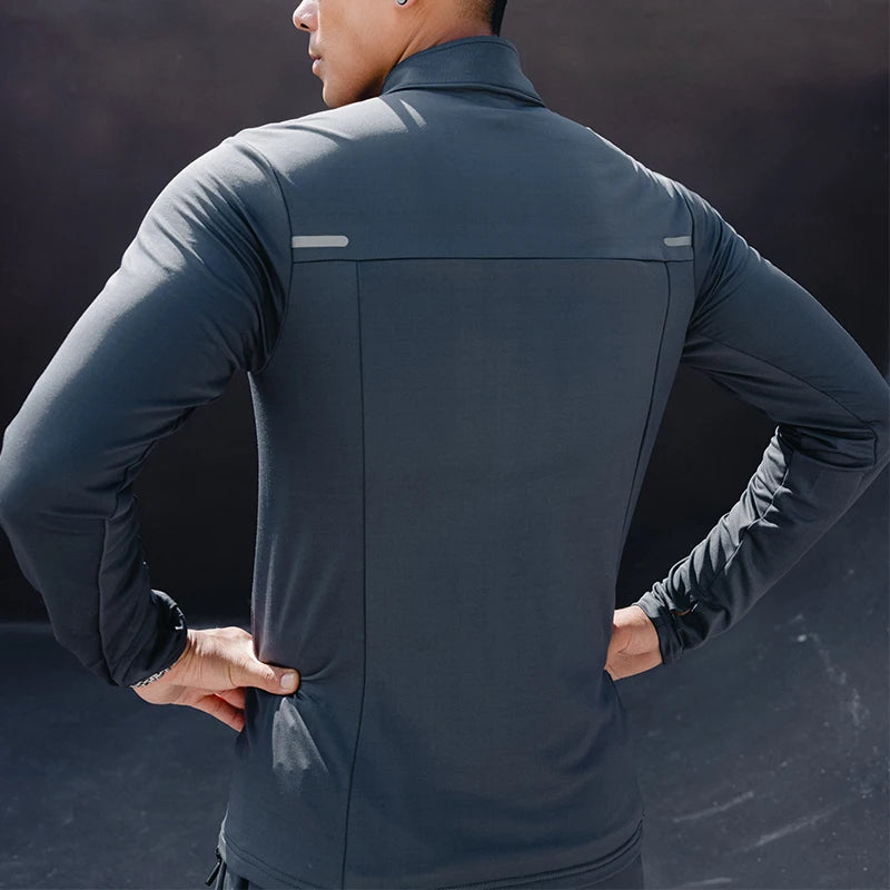 Wholesale Quick Dry Polyester Long Sleeve Sports Quarter Zip Top Mens Custom Logo Compression Shirt With Reflective Stripe