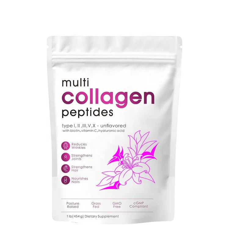 Private Label Multi Collagen Peptides Powder Hydrolyzed Protein Peptides with Hyaluronic Acid Multicollagen Peptides Powder