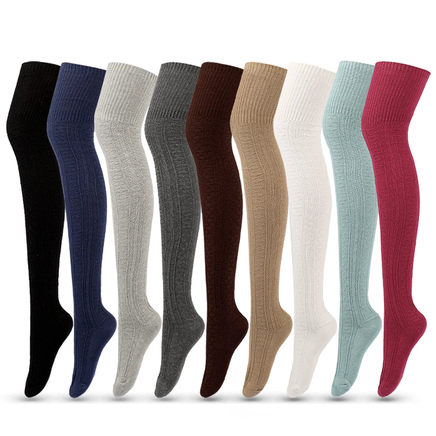 1 Pair Women's Above Knee-Length Stocks Thigh-High Socks Over the Knees Large Size Warm Cotton Stockings