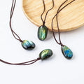 Huiying Natural Irregular Labradorite Stone Pendant Necklace Reiki Healing Crystal Gemstone Quartz Jewelry for Women Girls