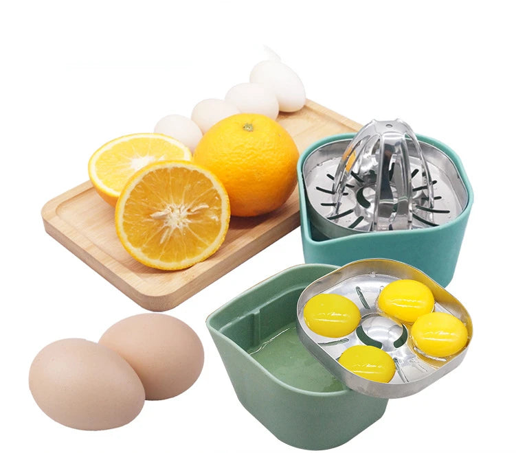 1 Piece Stainless Steel Manual Lemon Squeezer Egg Separator Fruit Vegetable Juicer Household Kitchen Use PP Plastic Tools