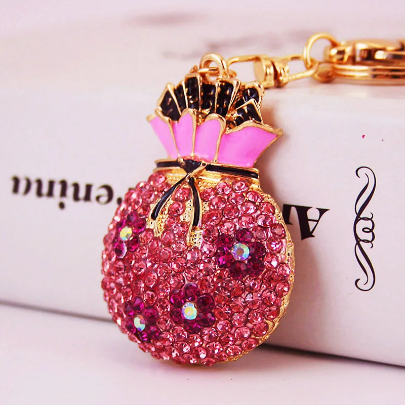 Hot-selling Korean Fashion Diamond Keyring Lucky Bag Keychain for Women