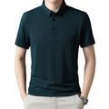 New Summer Vintage Style Men's Jacquard Lel Non-Ironing Short-Sleeved T-Shirt Ice Silk Material 300 Grams Loose for Polo Shirt