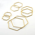 Big Hexagon Hoop Earrings for Women Stainless Steel Jewelry Simple Fashion Gold Plated Large Geometry Huggie Hoop Earrings