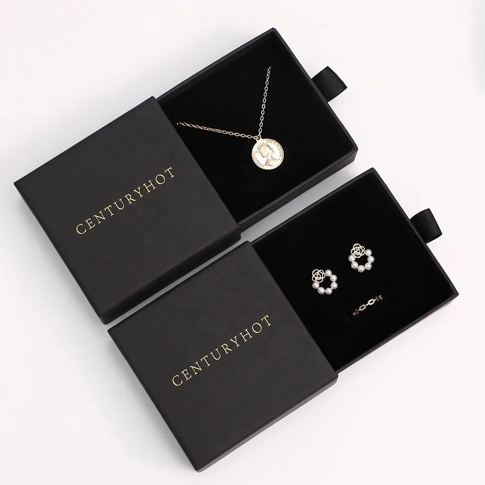 PUPPYSEW 9*9cm Cardboard Jewelry Box Personalized Packaging Drawer Box Necklace Ring Box With Logo Custom MegaBDM