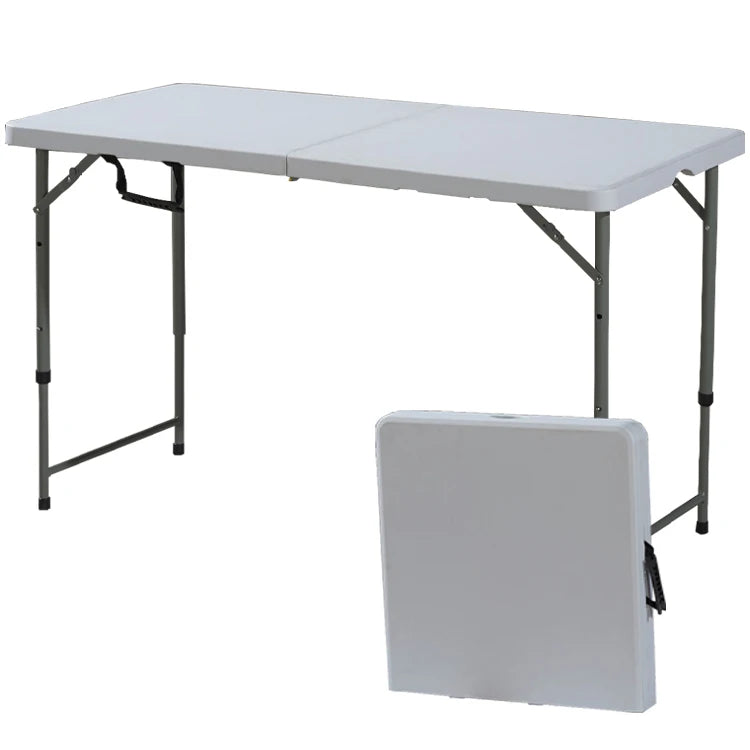 120X60X74cm Top Metal Legs Folding Computer Desk with Storage Shelf 4ft Modern Design Plastic Material for Outdoor Park Use