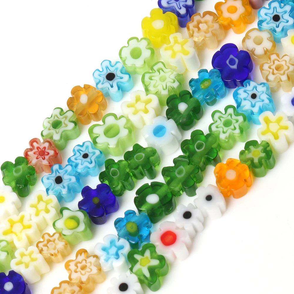 Wholesale 6/8MM Colorful Millefiori Lampwork Flower Shape Crystal Glass Loose Beads for DIY Jewelry and Pendant Making