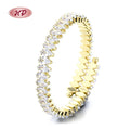 Transparent White Oval Diamond Splicing Fashion Fine Jewelry Bracelets Gold Plated Bangles Jewelry Women