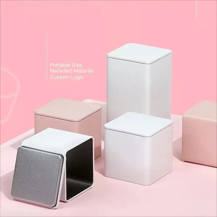 Tianhui Luxury Food Grade White Square Metal Packaging Tin Can Container for Tea Storage