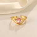 Hot Selling Classic Fashion Wedding Rings Jewelry Brass Gold Plated Diamond Heart Shape Hand Hug Ring Valentine's Day Gift