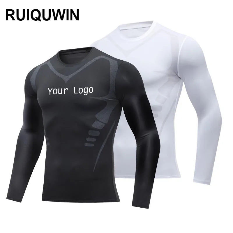 RUIQUWIN  Men's Custom Long-Sleeved Sports Fitness Basketball Clothing Tights Base Quick-Drying Breathable T Shirt